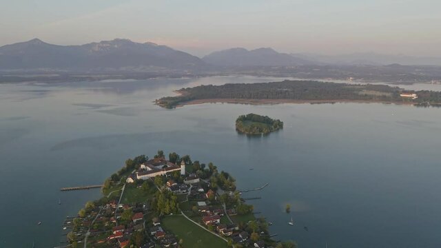 Aerial view of Chiemsee in Bavaria, Germany