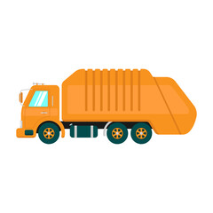 Garbage truck icon. Colored silhouette. Side view. Vector simple flat graphic illustration. The isolated object on a white background. Isolate.