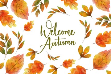 Fototapeta na wymiar watercolor autumn background vector design illustration