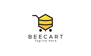Bee cart Logo Design - Bee cart Online Shop - Online Shop Logo designs Template, Vector illustration
