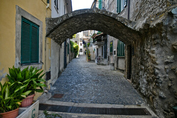 A narrow street in Anguillara sabazia, an old town in Lazio region, Italy.