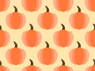 Pumpkins seamless pattern. Autumn background with pumpkins, beautiful design for Halloween and Thanksgiving. Design for wrapping paper, banners, posters and advertising materials. Vector illustration