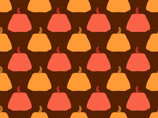 Pumpkins seamless pattern. Autumn background with pumpkins, design for Halloween and Thanksgiving. Background for wrapping paper, banners, posters and advertising materials. Vector illustration