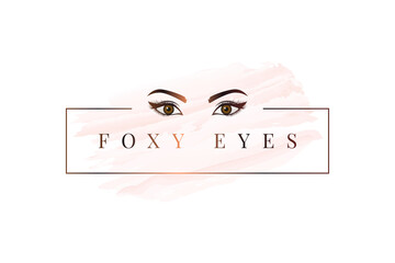 Foxy eyes logo. Rose gold eyes logo on white