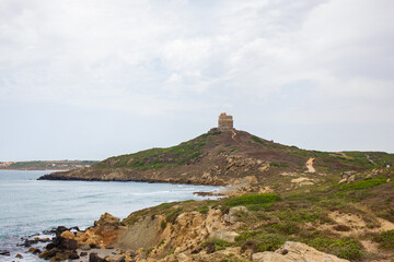 Tower of San Giovanni in Sinis on Sardinia island, Italy