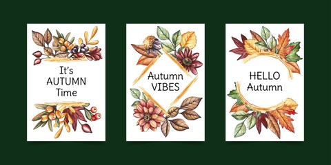 Fototapeta na wymiar autumn card collection vector design illustration