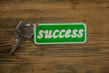 Key to success on wood background