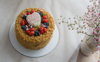 cake with berries