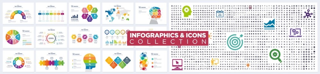 infographics & icons collection - obrazy, fototapety, plakaty
