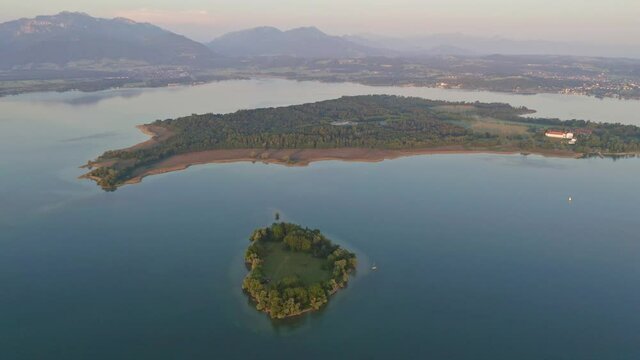 Aerial view of Chiemsee in Bavaria, Germany