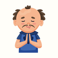 A man wants something. The man is praying. Vector illustration in flat style