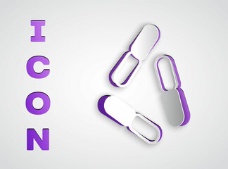 Paper cut Virus icon isolated on grey background. Corona virus 2019-nCoV. Bacteria and germs, cell cancer, microbe, fungi. Paper art style. Vector