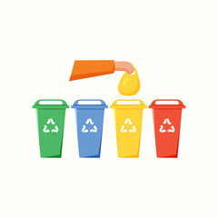 Waste sorting. Vector illustration in flat style