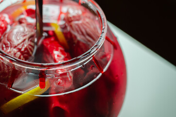 Punch prepared for Halloween party with decorative elements stylized as human organs