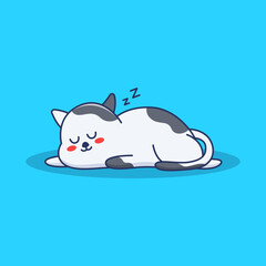 cute cat sleeping illustration in flat design