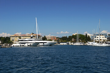 Luxury yachts anchored in the port of the Croatian city of Zadar