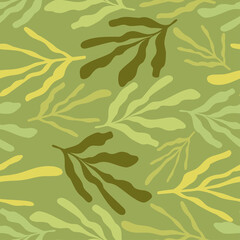 Fototapeta premium Abstract elegant seamless pattern of lined botanical floral motifs of plants and leaves