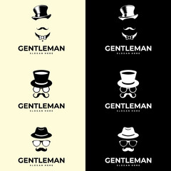 Gentleman logo. gentleman label. Classic illustration with men only icons set.