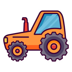 Farm tractor.Vector flat simple style Isolated on white background.Rural transport.Line art cartoon vector illustration.