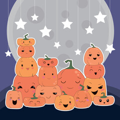 Vector funny pumpkin design decoration for Halloween and Thanksgiving nice greeting card lovely poster happy emotion cute image