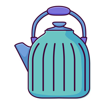 recommend clip art: Blue teapot .Kettle with a handle.Householding element.Line art vector illustration.Isolated on white background.