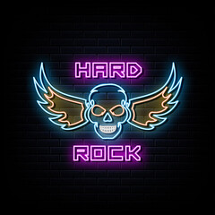 Hard rock neon signs vector. design template neon sign
