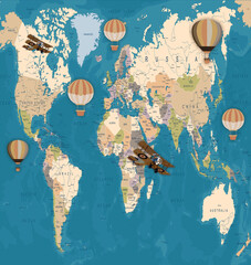 vintage transportation of the world map Wallpaper