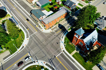 Aerial scene of the town of Shakespeare, Ontario, Canada