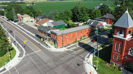 Aerial view of the town of Shakespeare, Canada
