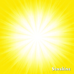 Obraz premium White light spread from the center on yellow background. Sunburst rays explosion banner. Sunny sunshine with radiance sunlight bright solar vector illustration.
