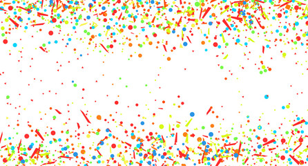 Fototapeta premium Confetti on isolated white. Geometric background with multicolored glitters. Pattern for design. Print for polygraphy, posters, banners and textiles. Greeting cards. Luxury texture