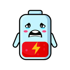 cute battery low cartoon illustration vector graphic