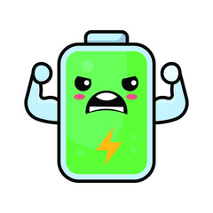 cute battery full cartoon illustration vector graphic
