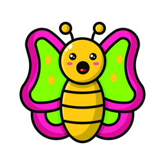 cute butterfly cartoon illustration vector graphic