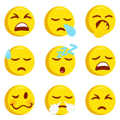 Tired and Sleepy Emoji Icon Illustration. Sad Vector Symbol Emoticon Design Doodle Vector.