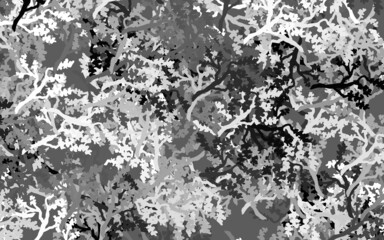 Light Gray vector doodle pattern with leaves, branches.