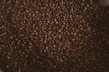 Fresh roasted coffee beans background texture