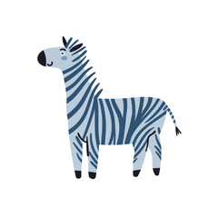 Cute zebra card. Print for t shirt, isolated on white. Happy zebra vector illustration. 