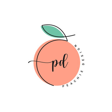 Peach logo on white background. Peachy design logo