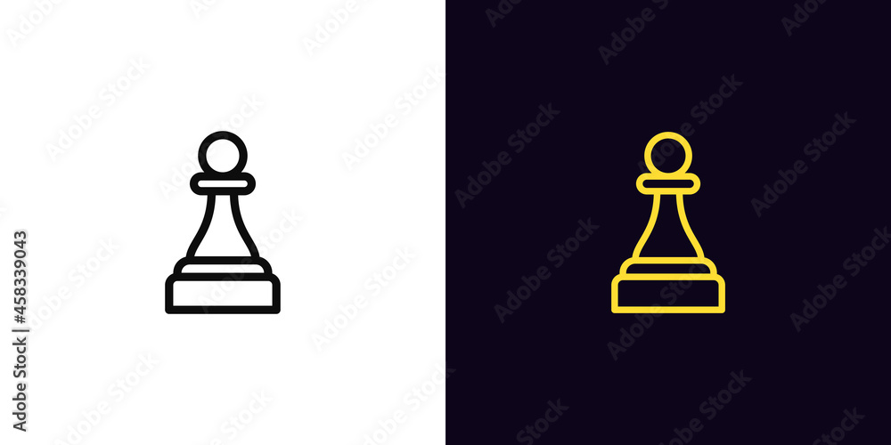 Wall mural Outline chessman pawn icon, with editable stroke. Linear pawn sign, chess piece pictogram