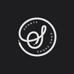 Letter S logo. Sports shoes shop laces sneakers