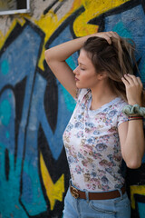 Natural Looking Young Beautiful Woman with Hazel eyes posing in abandoned building, no post editing