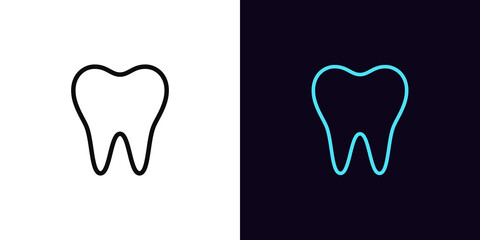 Outline tooth icon, with editable stroke. Linear tooth sign, dentist pictogram