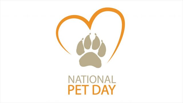 Paw print and heart for world pet day, art video illustration.