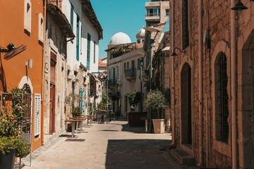 Fototapeta na wymiar Narrow street in the town. Cyprus, limassol