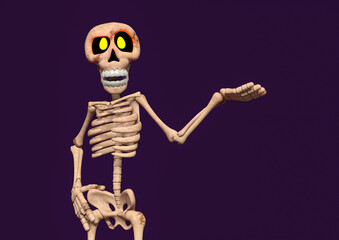 funny skeleton is demonstrating