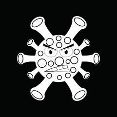 white corona virus on black background. vector illustration