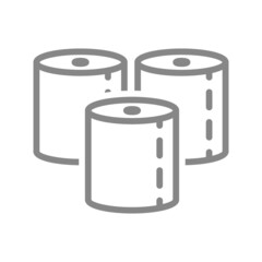 Three packs of paper towels line icon. Paper roll, napkins, hygiene products symbol