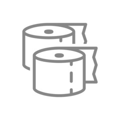 Several rolls of toilet paper line icon. Paper roll, napkins, hygiene products symbol