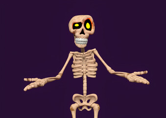 funny skeleton is saying welcome